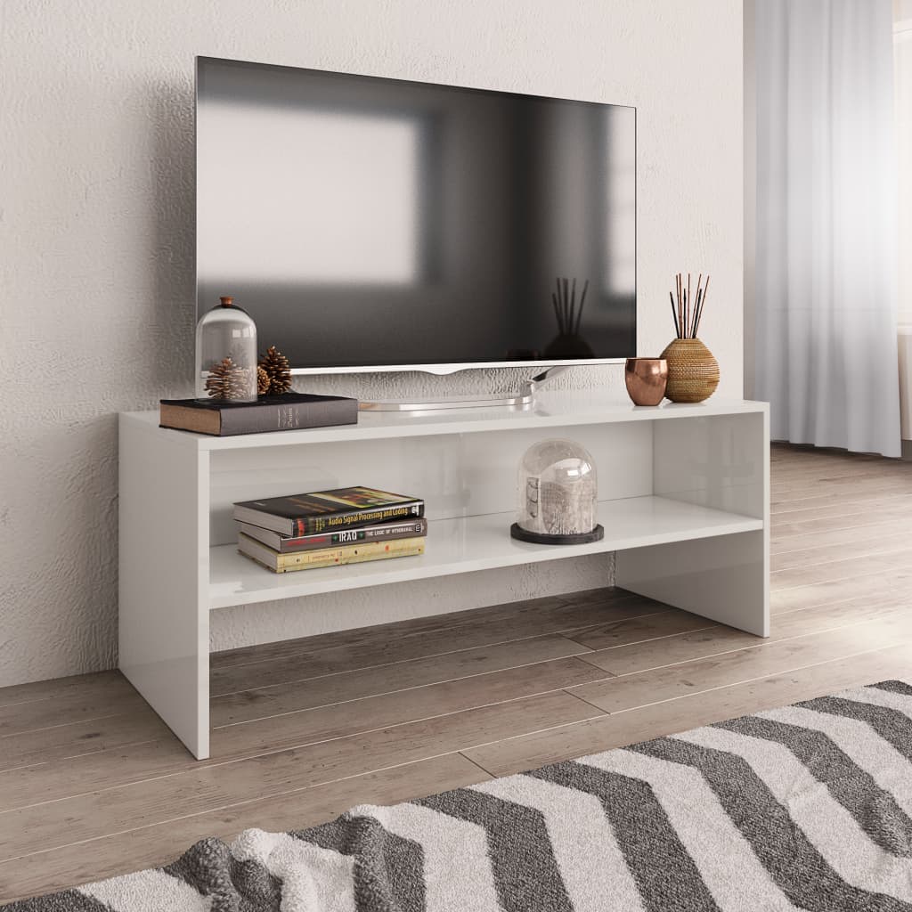 vidaXL magasfényű fehér forgácslap TV-szekrény 100 x 40 x 40 cm