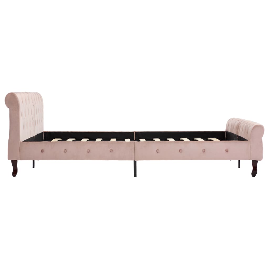 vidaXL rózsaszín bársony ágykeret 160 x 200 cm