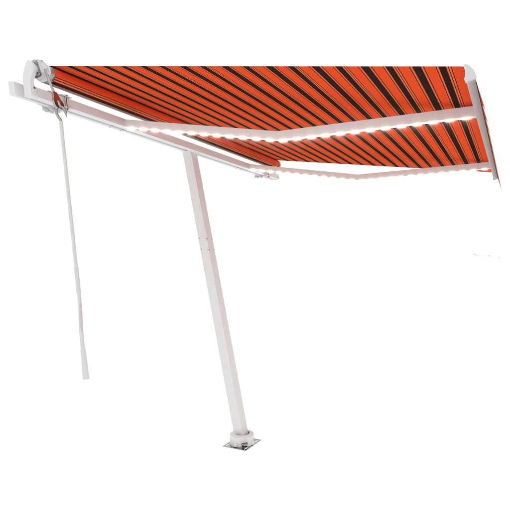 vidaXL narancssárga-barna szélérzékelős és LED-es napellenző 300x250cm