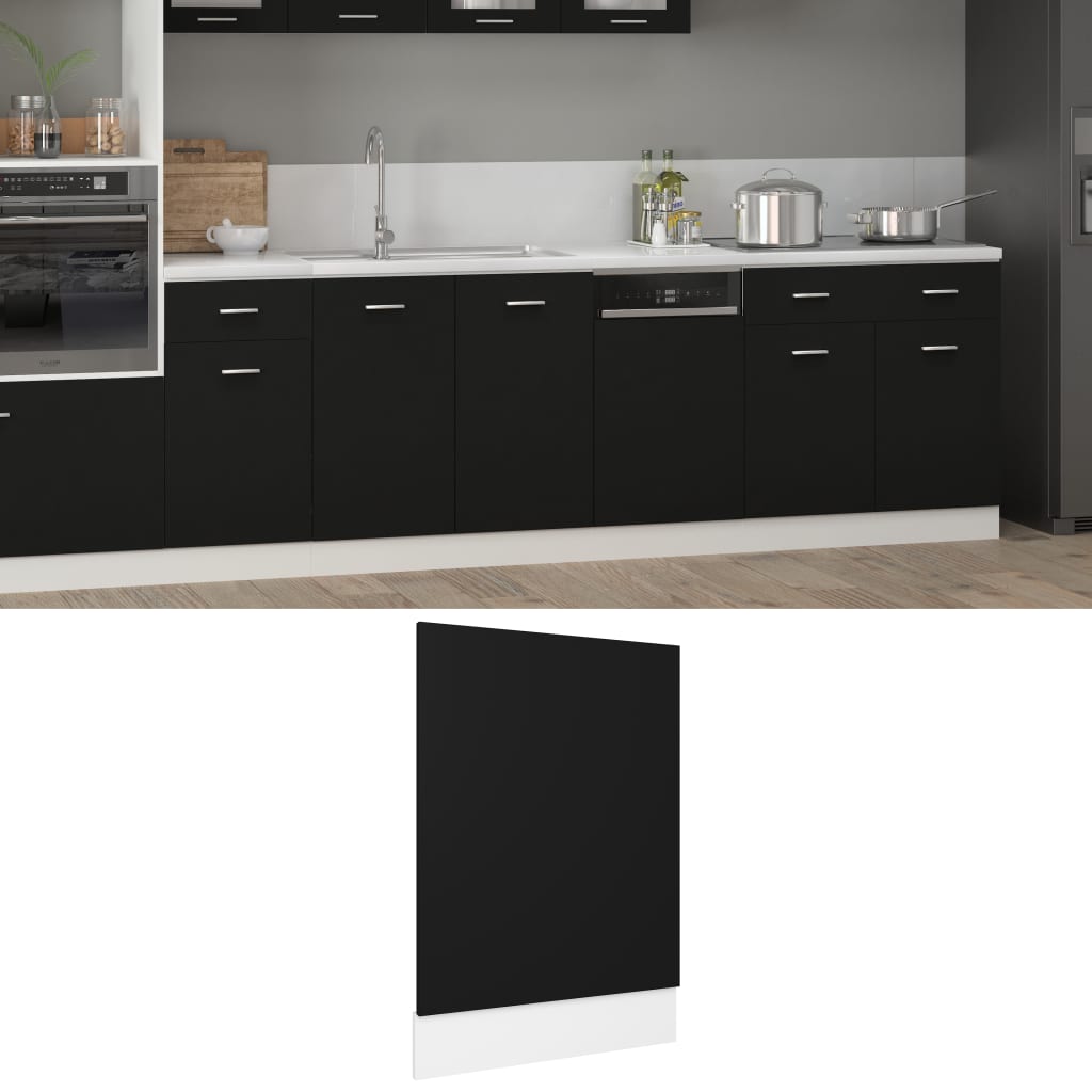 vidaXL fekete forgácslap mosogatógép-panel 45 x 3 x 67 cm