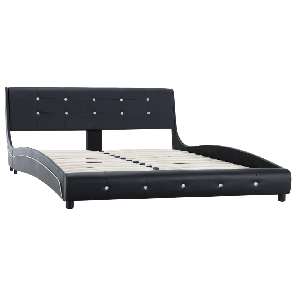 vidaXL fekete műbőr ágy matraccal 140 x 200 cm