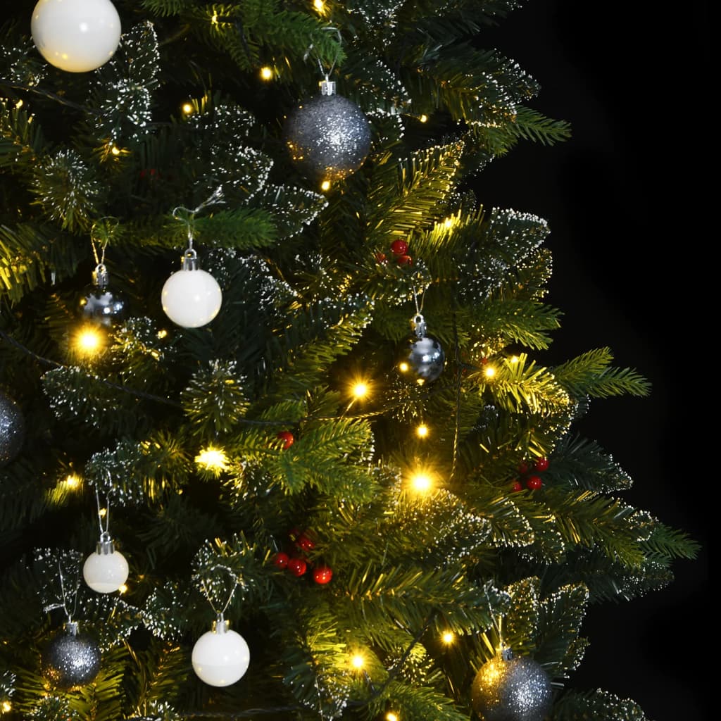 vidaXL csuklópántos műkarácsonyfa 300 LED-del és gömbökkel 240 cm