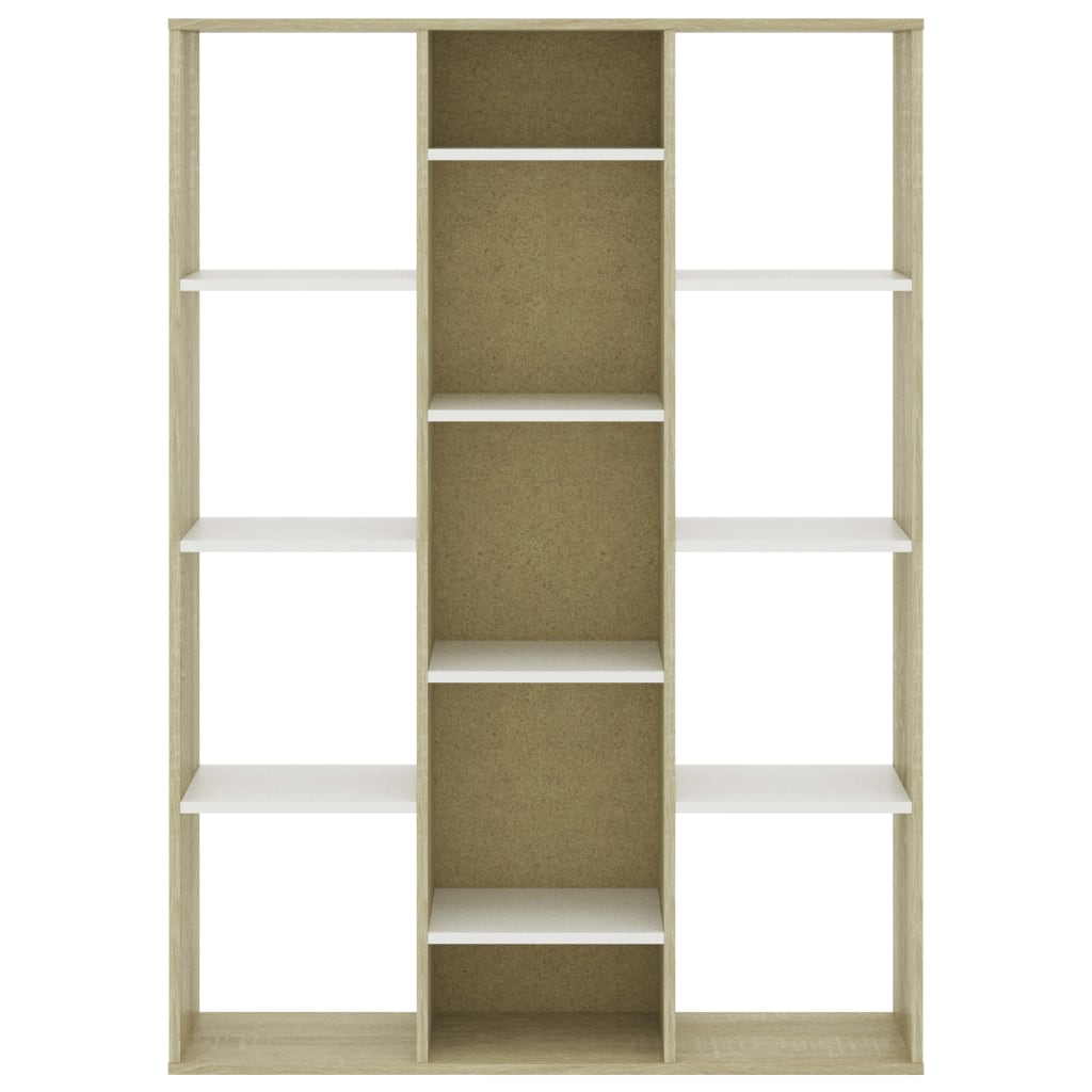 vidaXL fehér-Sonoma térelválasztó/könyvszekrény 100 x 24 x 140 cm