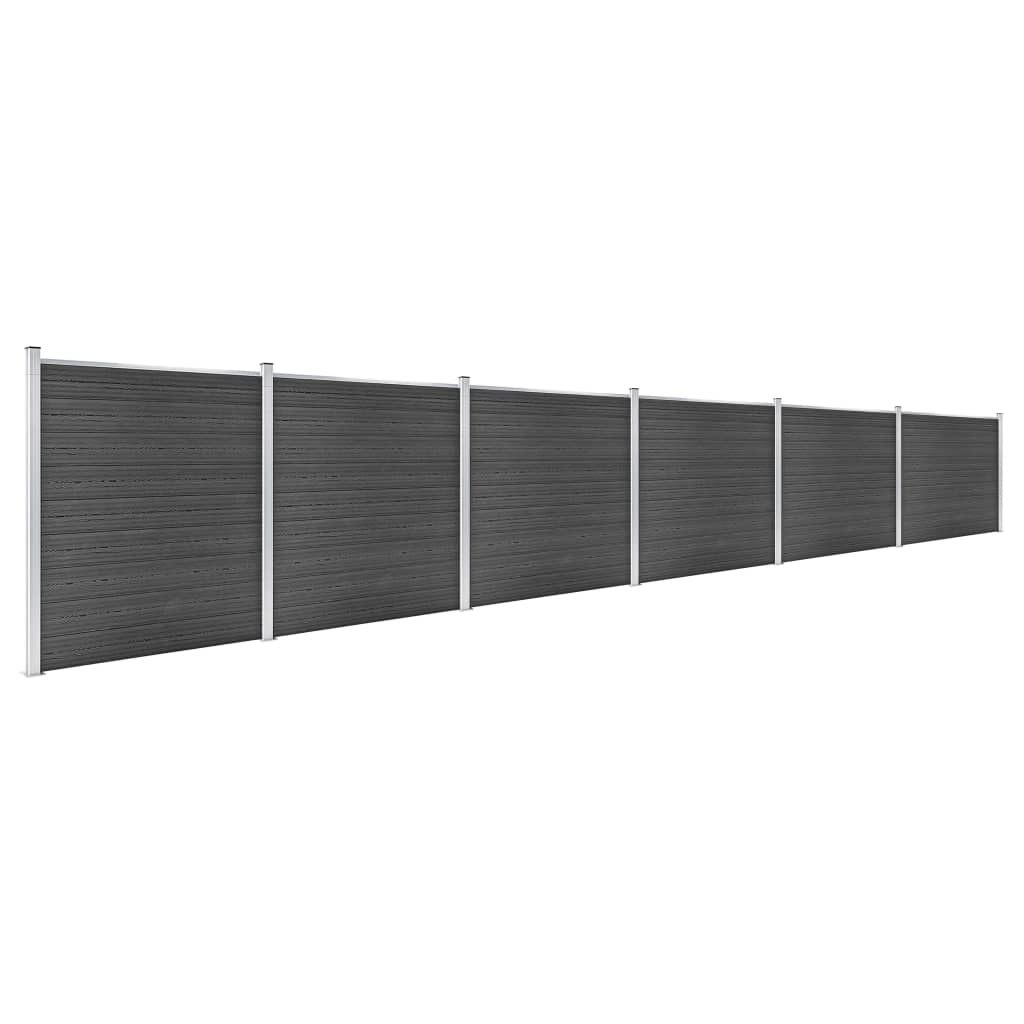 vidaXL fekete WPC kerítéspanelszett 1045 x 186 cm