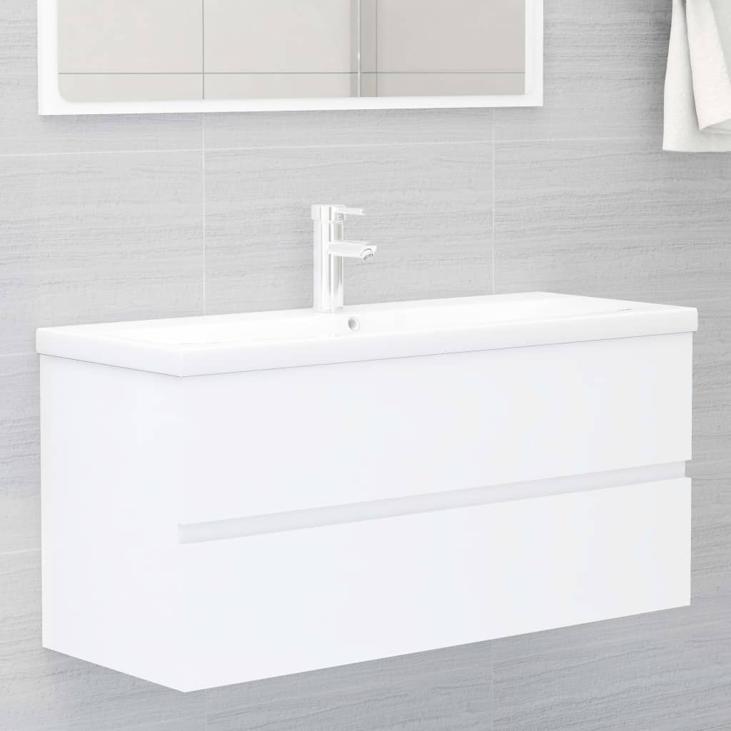 vidaXL fehér forgácslap fürdőszobai bútorszett