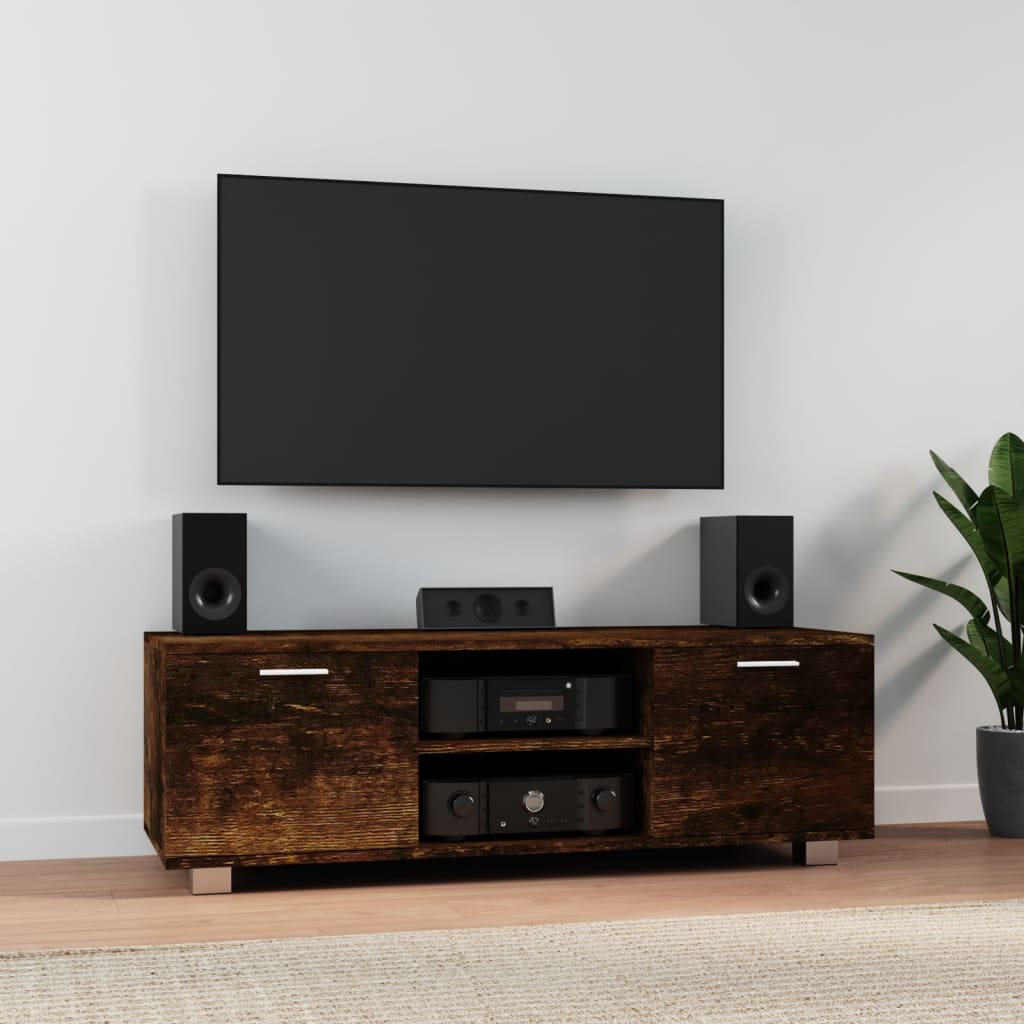 vidaXL füstös tölgy színű szerelt fa TV-szekrény 120 x 40,5 x 35 cm