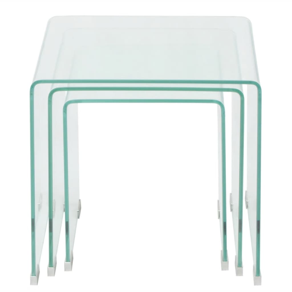 vidaXL Három részes egymásba illeszthető asztal szett edzett üvegből