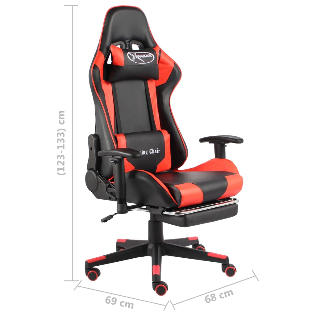 vidaXL piros PVC forgó gamer szék lábtartóval