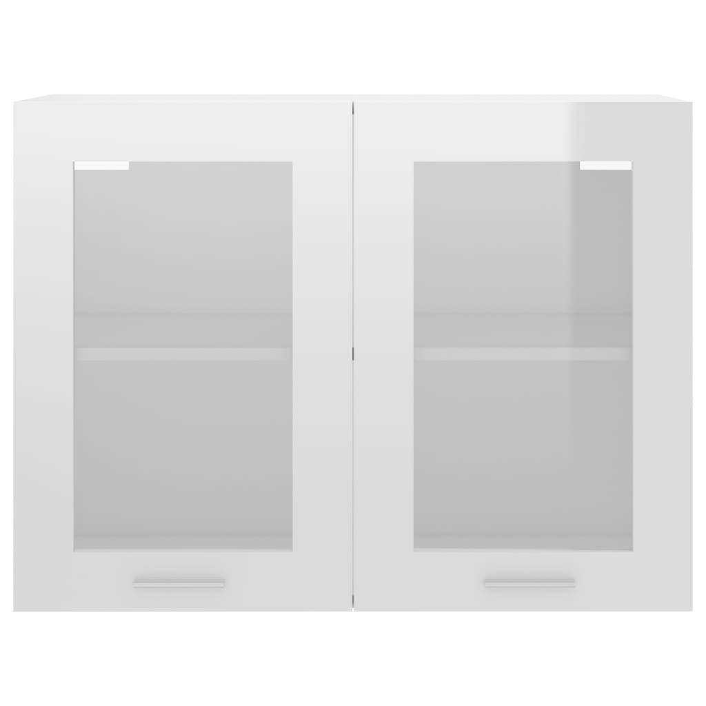 vidaXL magasfényű fehér forgácslap függő üvegszekrény 80 x 31 x 60 cm