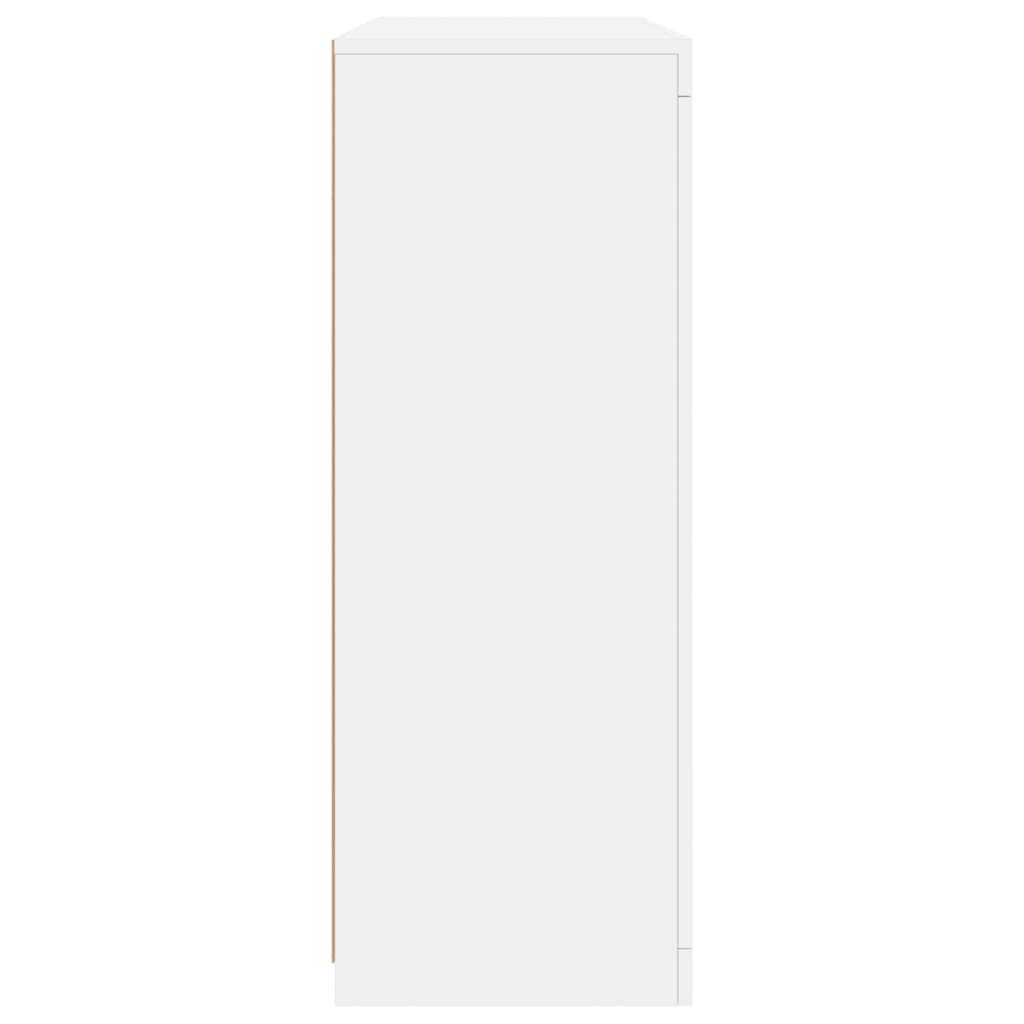 vidaXL 3 db fehér szerelt fa tálalószekrény LED-ekkel