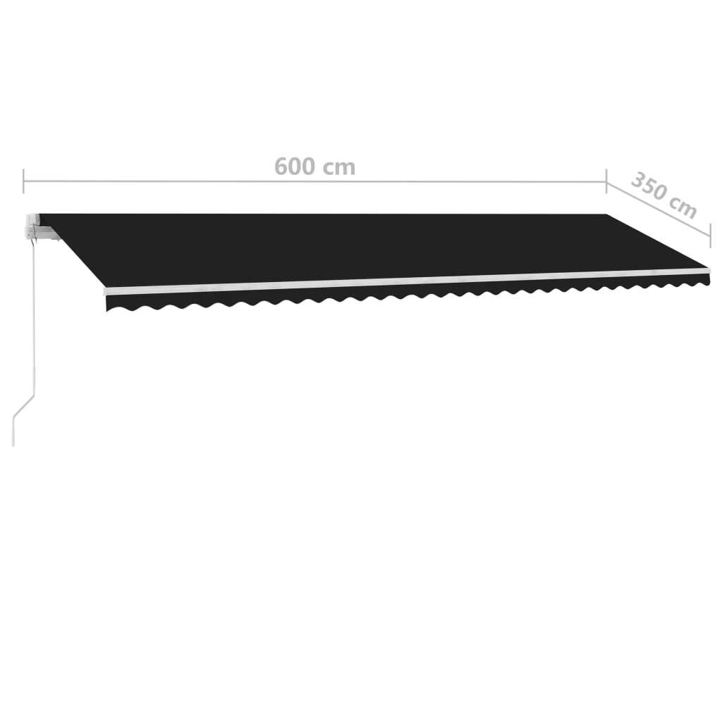 vidaXL antracitszürke kézzel kihúzható póznás napellenző 600 x 350 cm