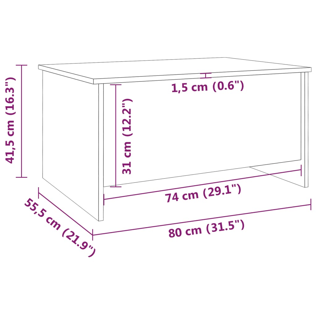 vidaXL betonszürke szerelt fa dohányzóasztal 80 x 55,5 x 41,5 cm