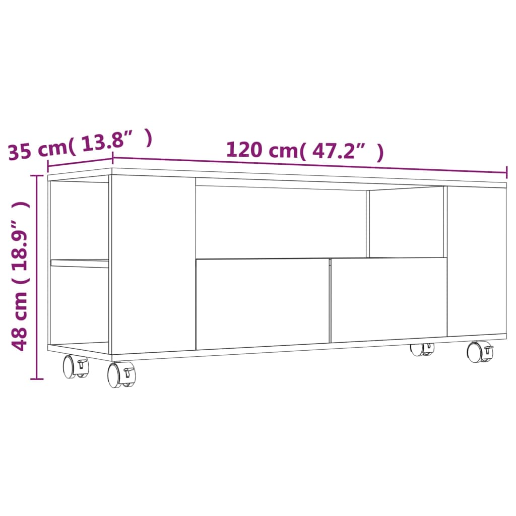 vidaXL szürke sonoma színű szerelt fa TV-szekrény 120x35x48 cm