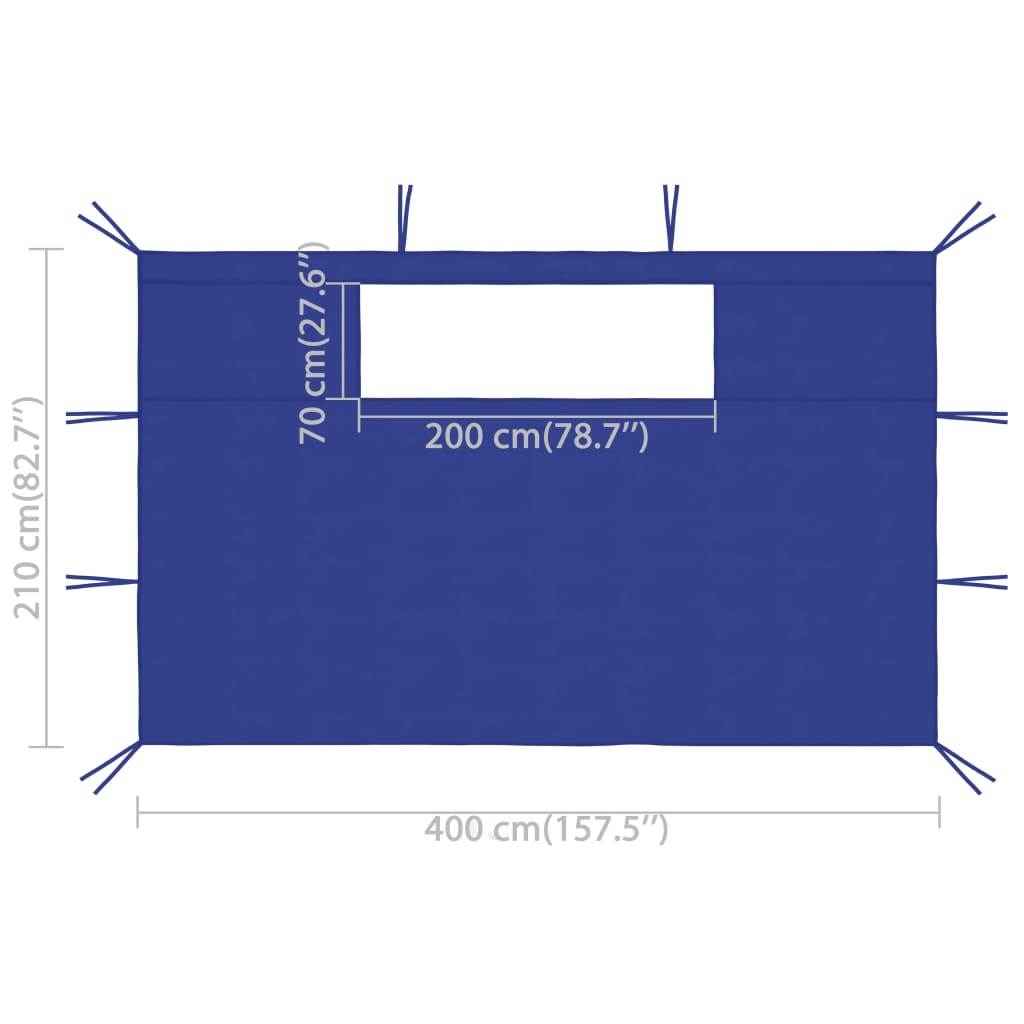 vidaXL 2 db kék ablakos pavilonfal 4 x 2,1 m 70 g/m²