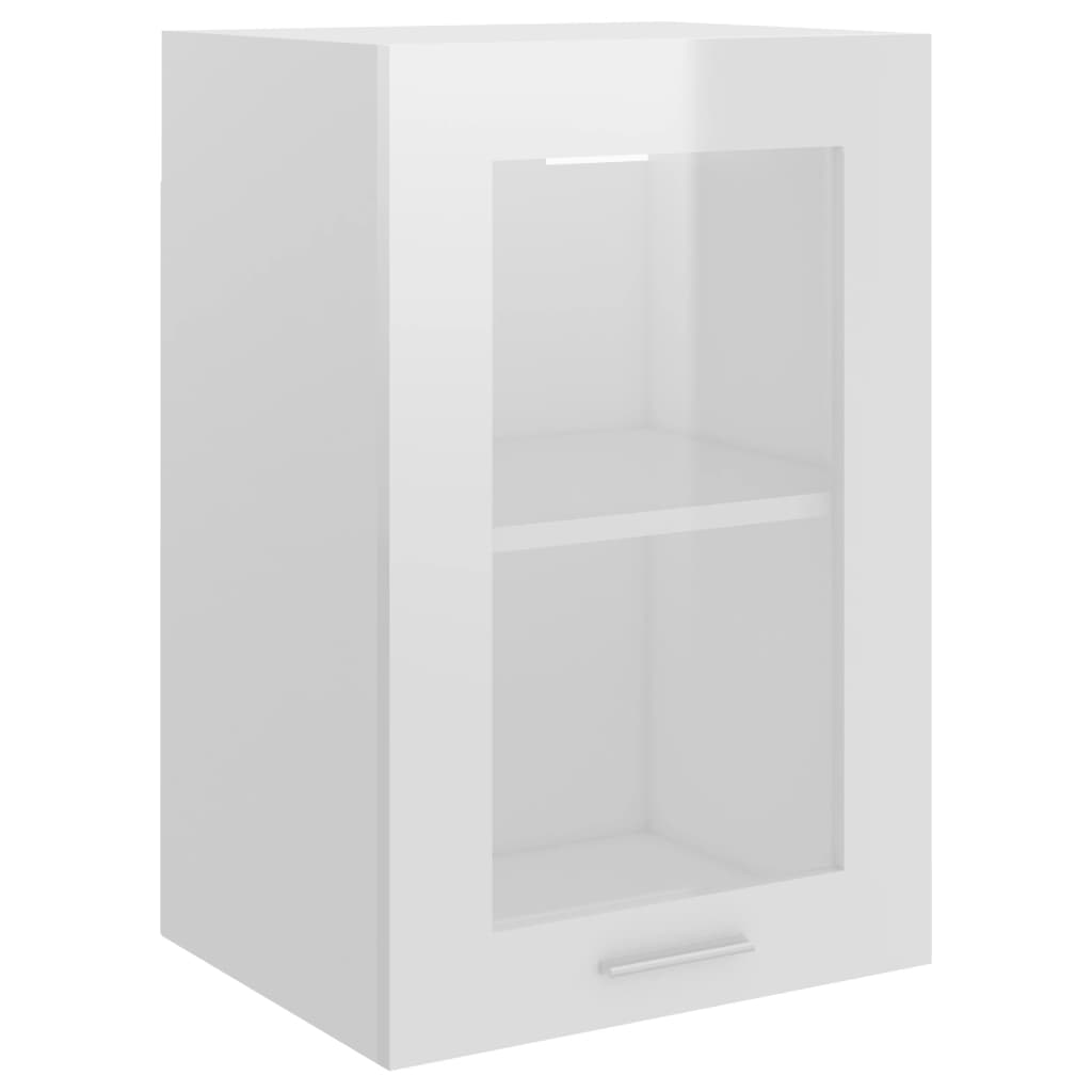 vidaXL magasfényű fehér forgácslap függő üvegszekrény 40 x 31 x 60 cm