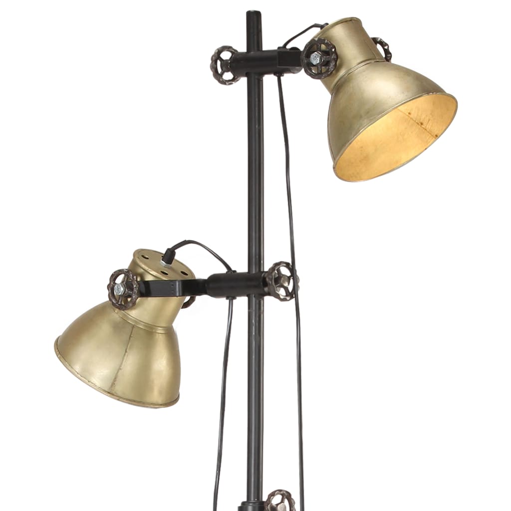 vidaXL öntött vas állólámpa 2 db sárgaréz lámpaernyővel E27