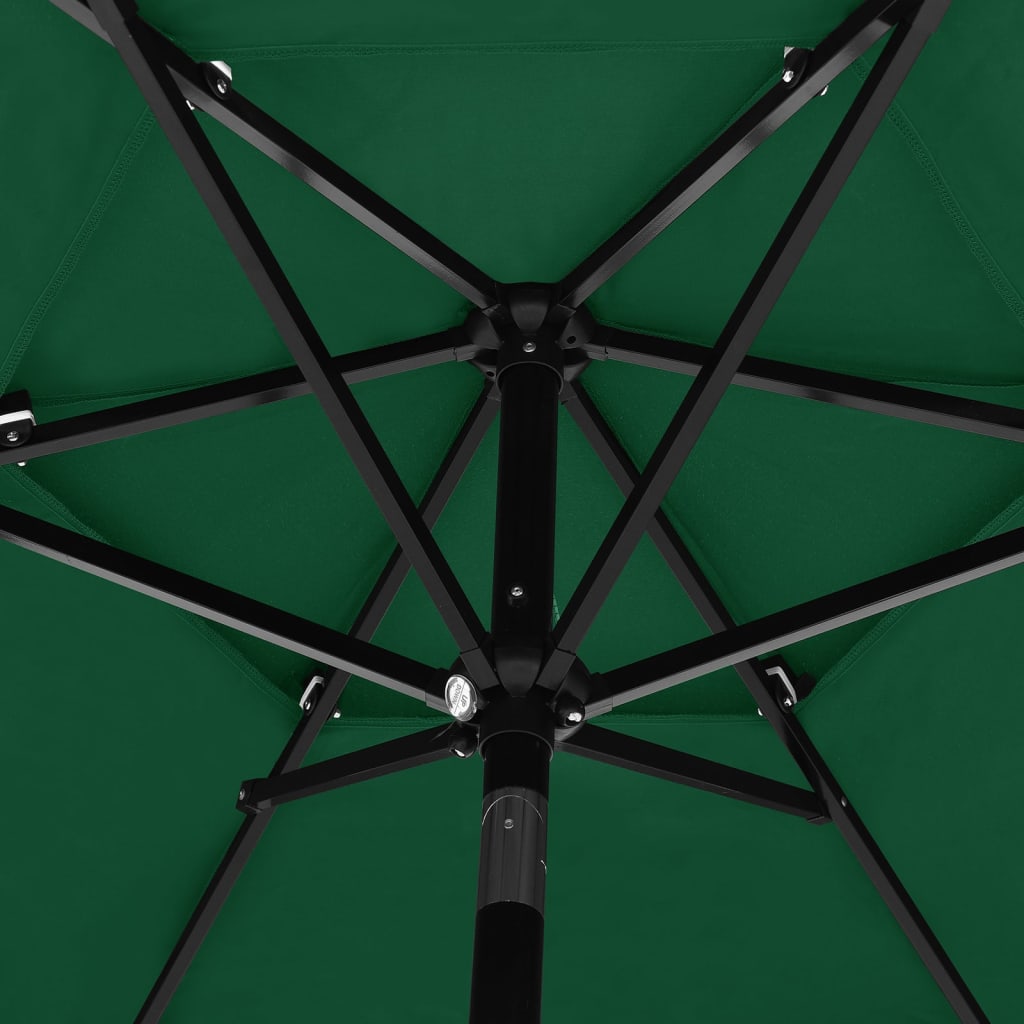 vidaXL 3 szintes zöld napernyő alumíniumrúddal 2,5 m