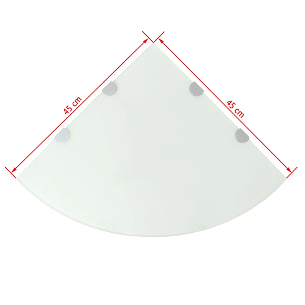 vidaXL Fehér üveg sarokpolc króm tartóval 45x45 cm
