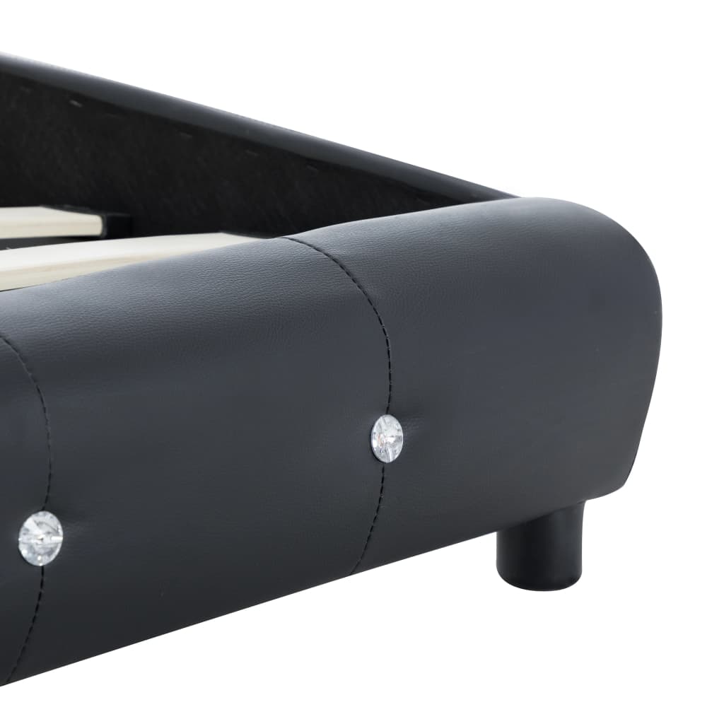 vidaXL fekete műbőr ágy matraccal 160 x 200 cm