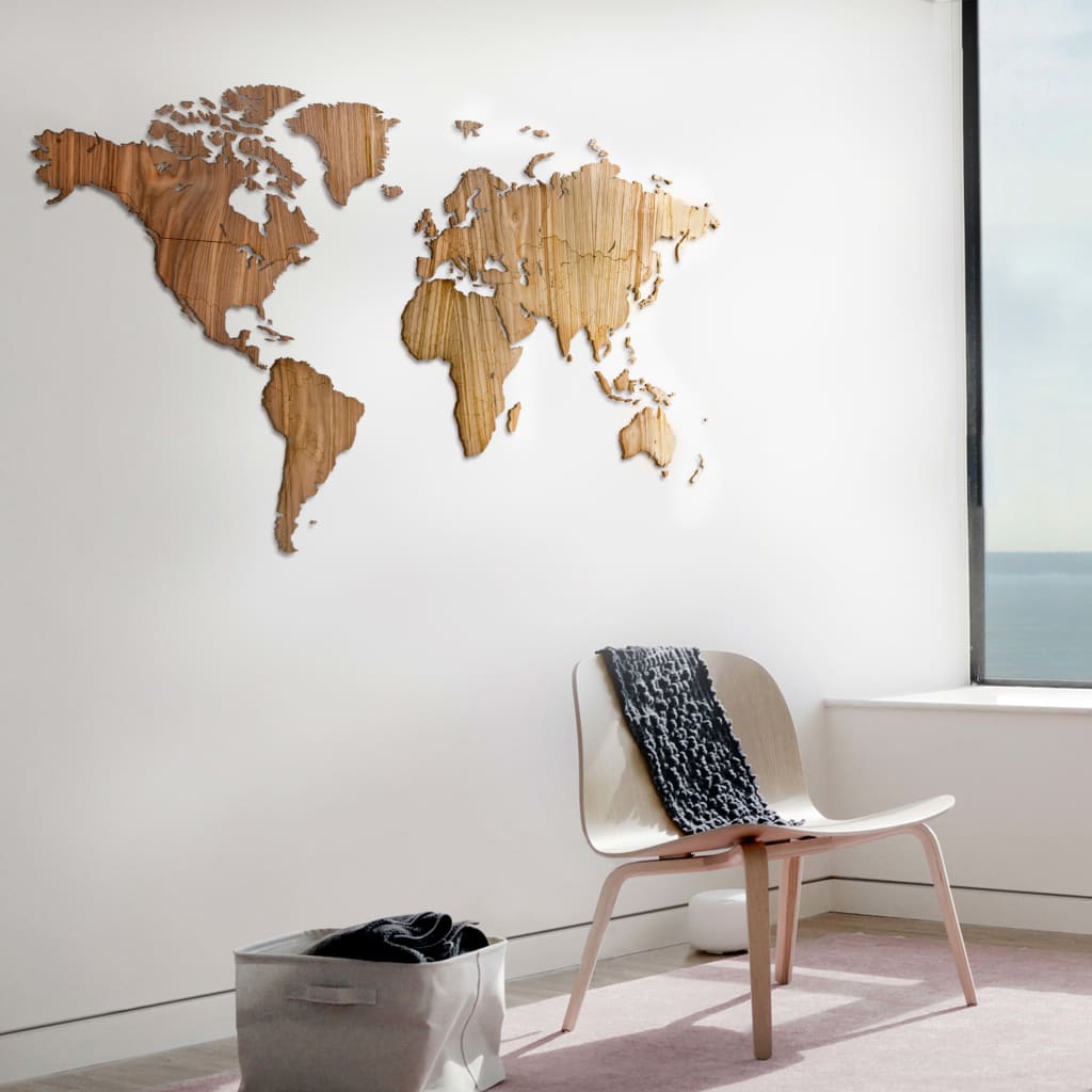 MiMi Innovations Exclusive diófa világtérkép falidísz 130 x 78 cm