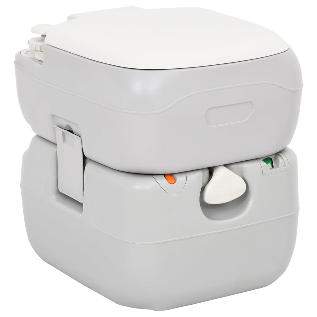 vidaXL szürke-fehér HDPE hordozható kemping WC 22+12 L