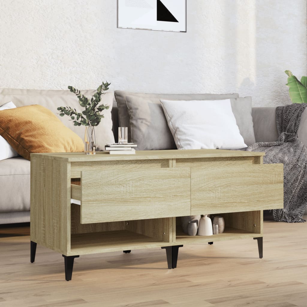 vidaXL 2 db sonoma-tölgyszínű szerelt fa kisasztal 50x46x50 cm