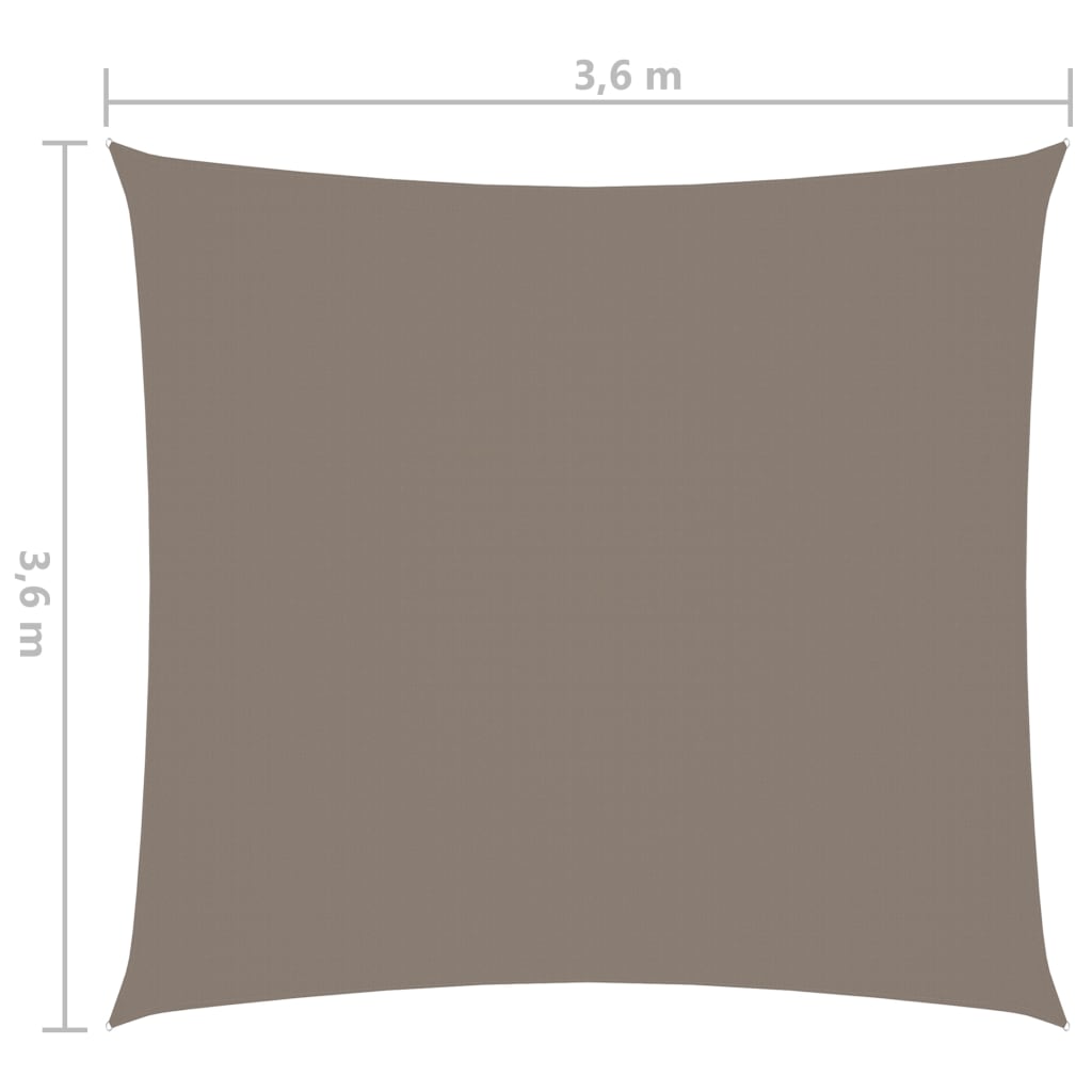 vidaXL tópszínű négyzet alakú oxford-szövet napvitorla 3,6 x 3,6 m