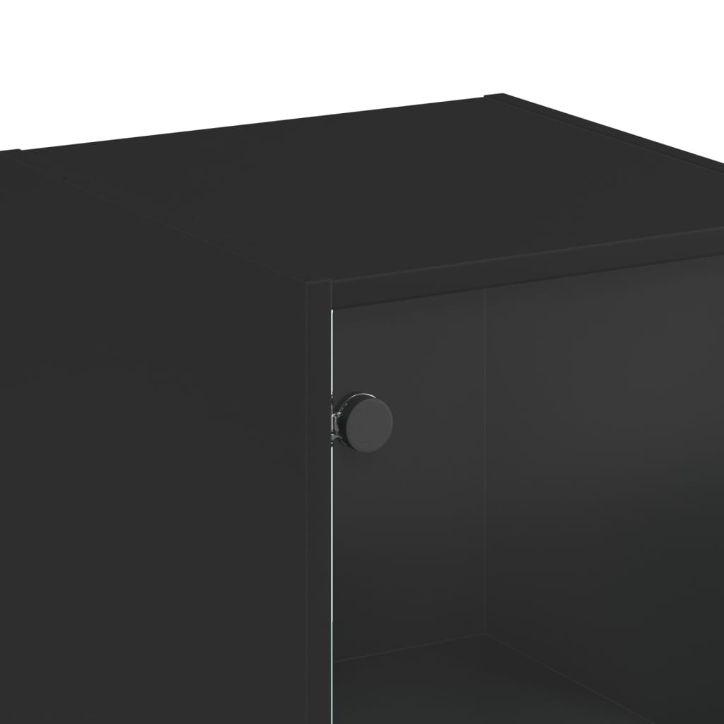 vidaXL fekete magasszekrény üvegajtókkal 35 x 37 x 142 cm