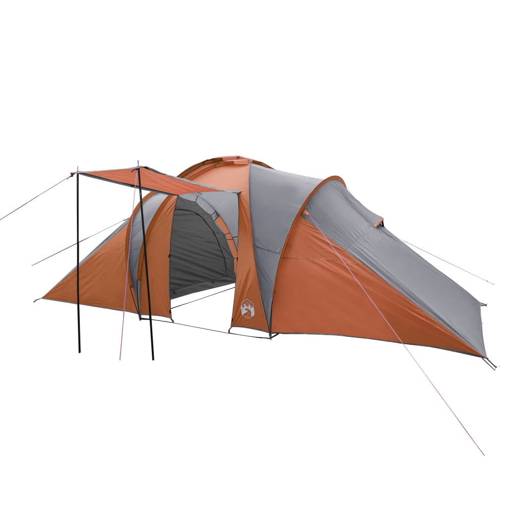 vidaXL 6 személyes szürke-narancssárga vízálló kupolás családi sátor