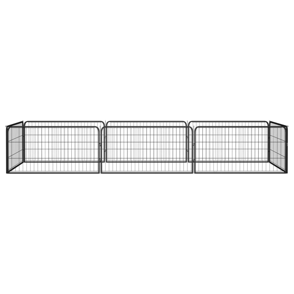 vidaXL 8-paneles fekete porszórt acél kutyakennel 100 x 50 cm