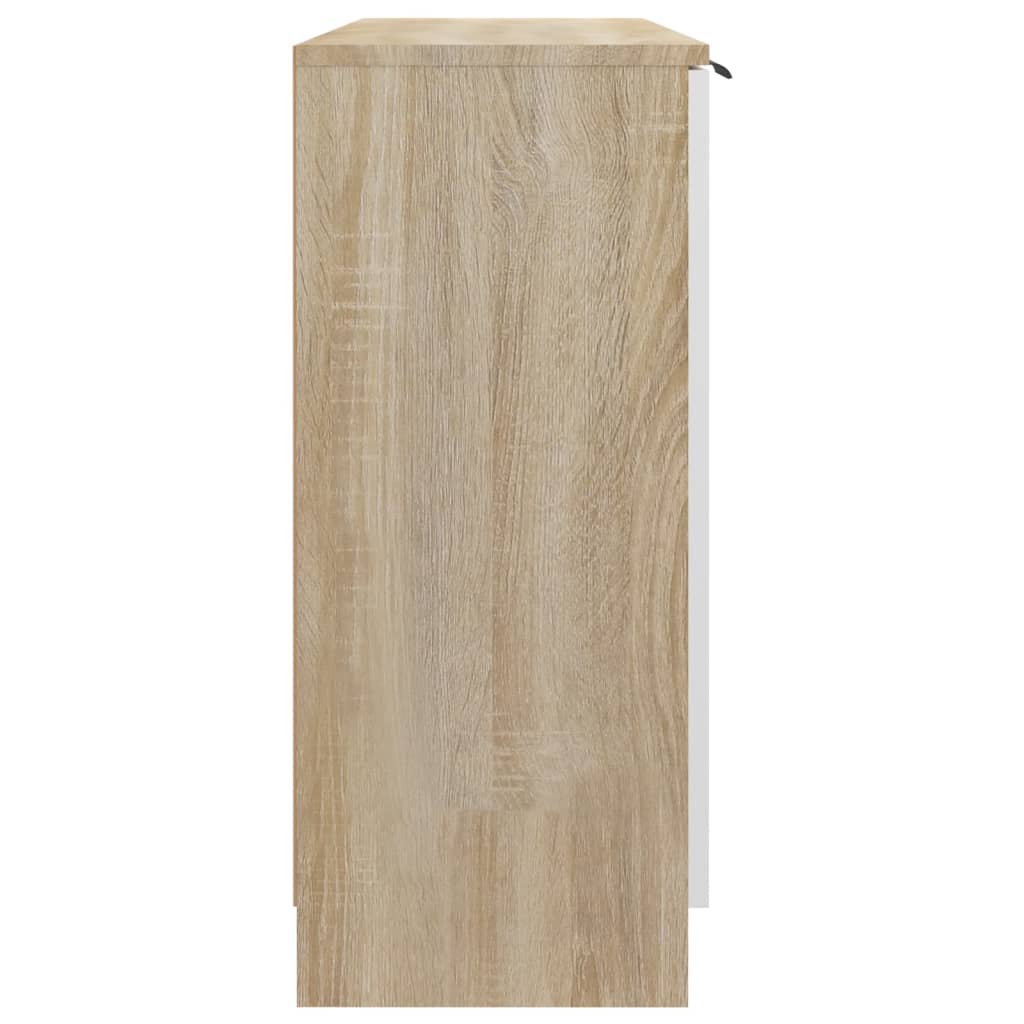 vidaXL fehér és sonoma-tölgy szerelt fa tálalószekrény 90,5x30x70 cm