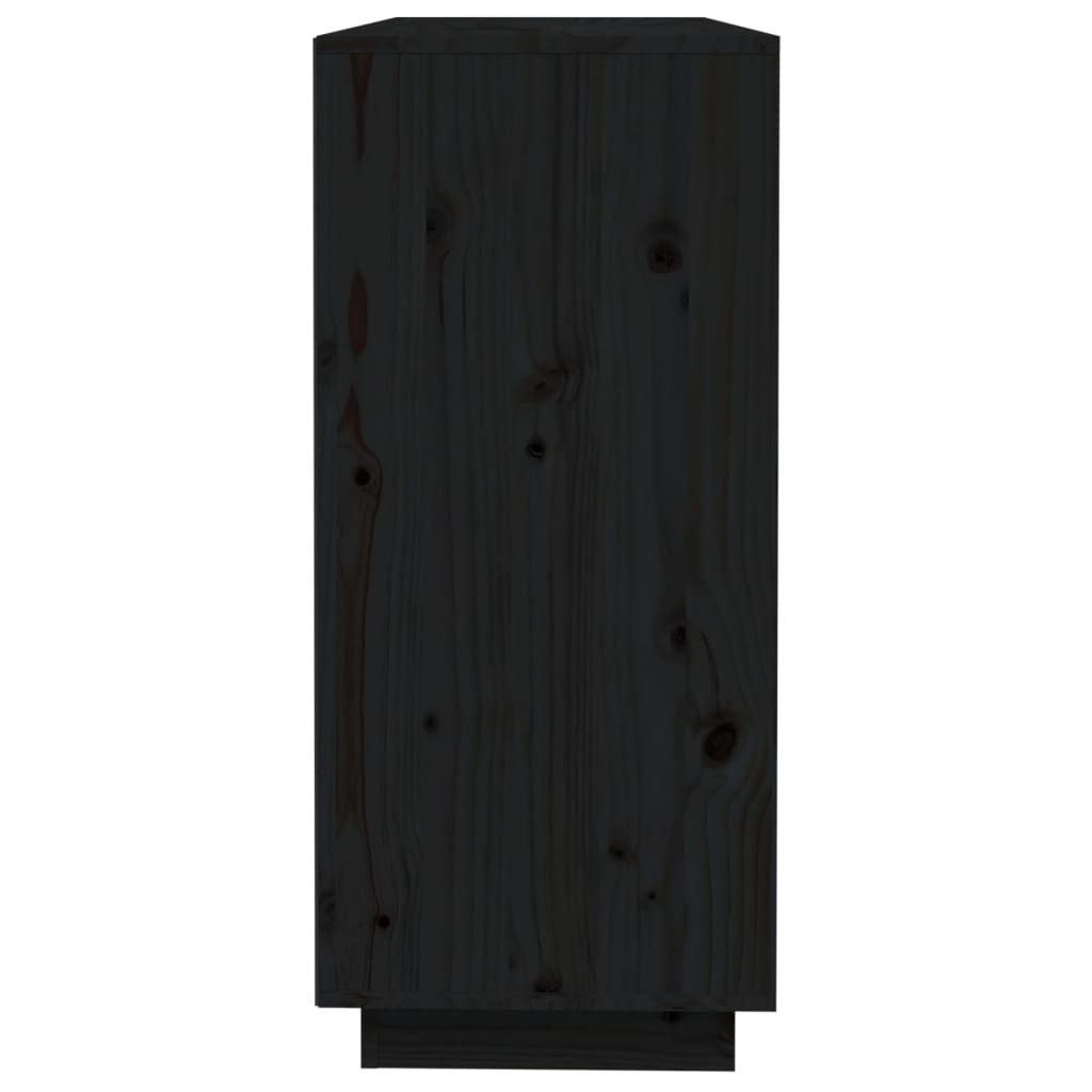 vidaXL fekete tömör fenyőfa tálalószekrény 110,5 x 35 x 80 cm
