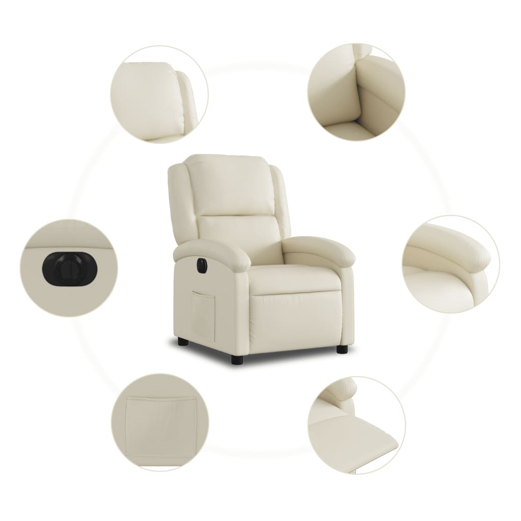 vidaXL krémszínű műbőr elektromos dönthető fotel