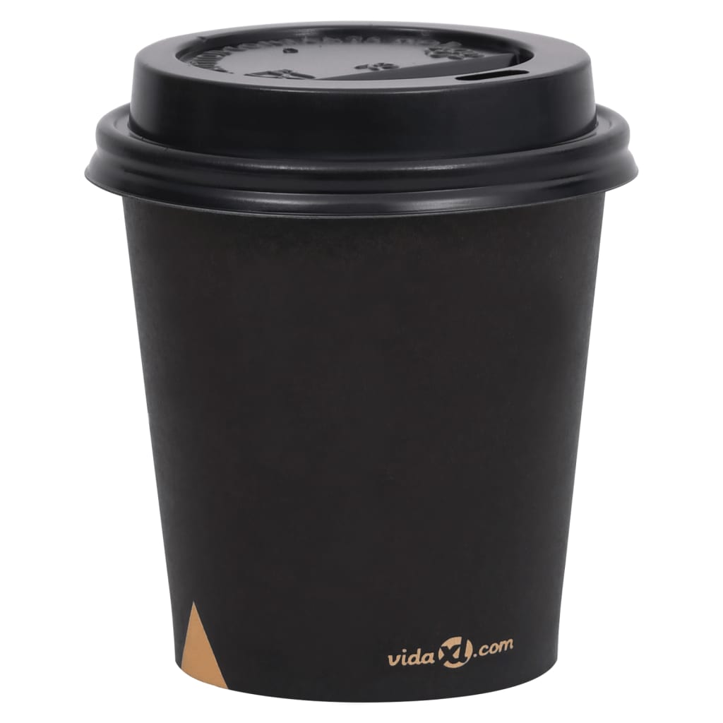 vidaXL 250 db fekete kávés papírpohár fedővel 200 ml