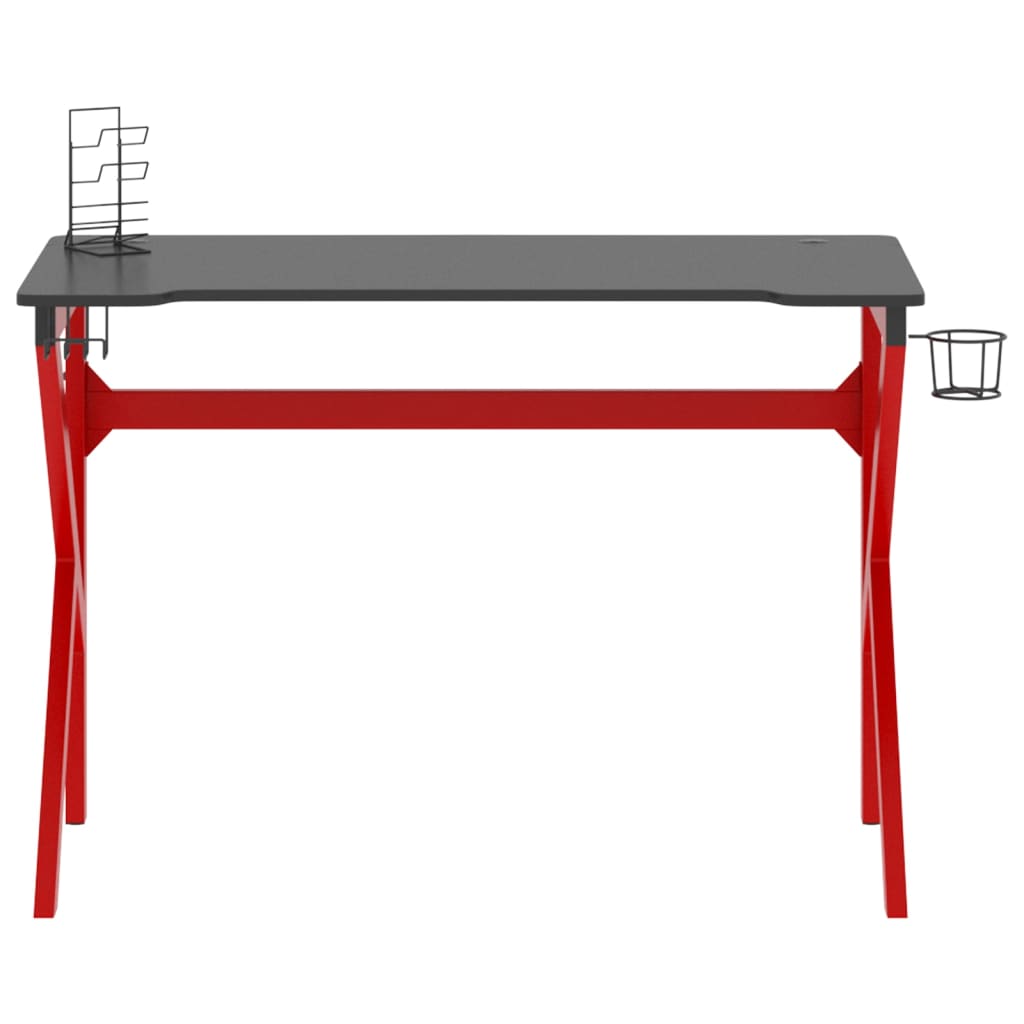 vidaXL fekete-piros K-lábú gamer asztal 110 x 60 x 75 cm