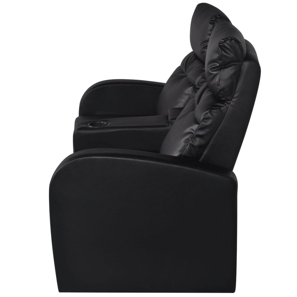 vidaXL 2 személyes fekete dönthető támlájú műbőr fotel