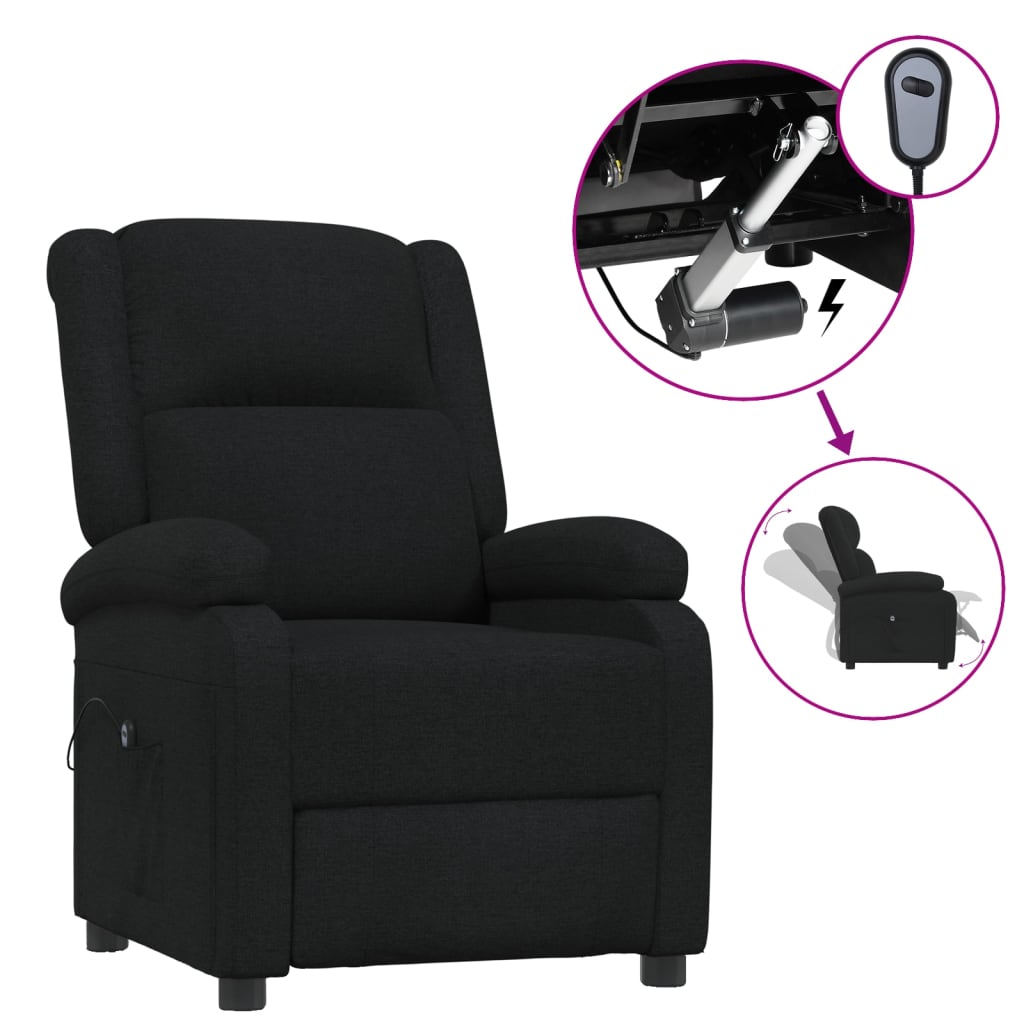 vidaXL fekete szövet elektromos dönthető fotel