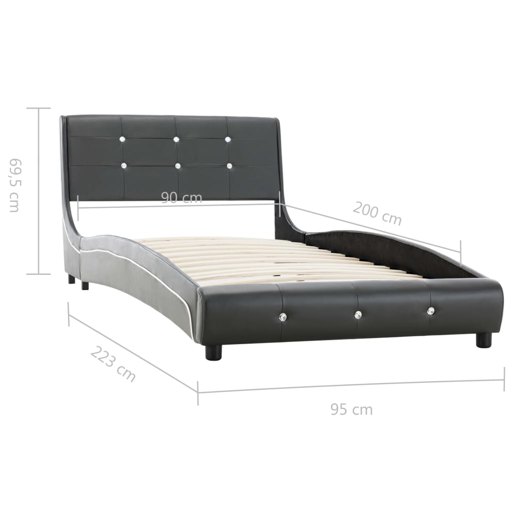 vidaXL szürke műbőr ágy matraccal 90 x 200 cm