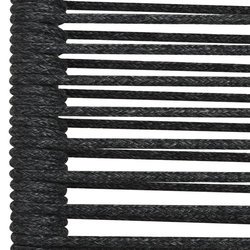vidaXL 7-részes fekete kültéri pamut kötél és acél étkezőgarnitúra