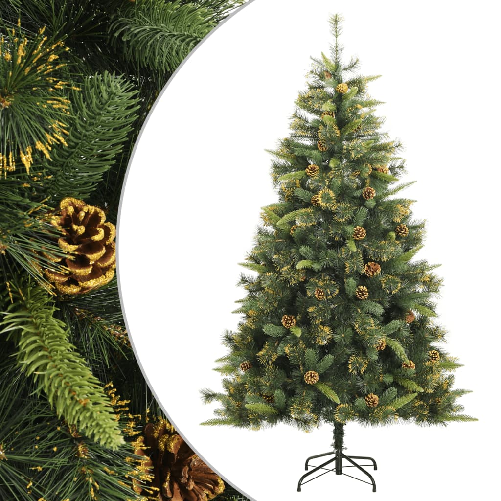 vidaXL csuklópántos műkarácsonyfa tobozokkal 210 cm