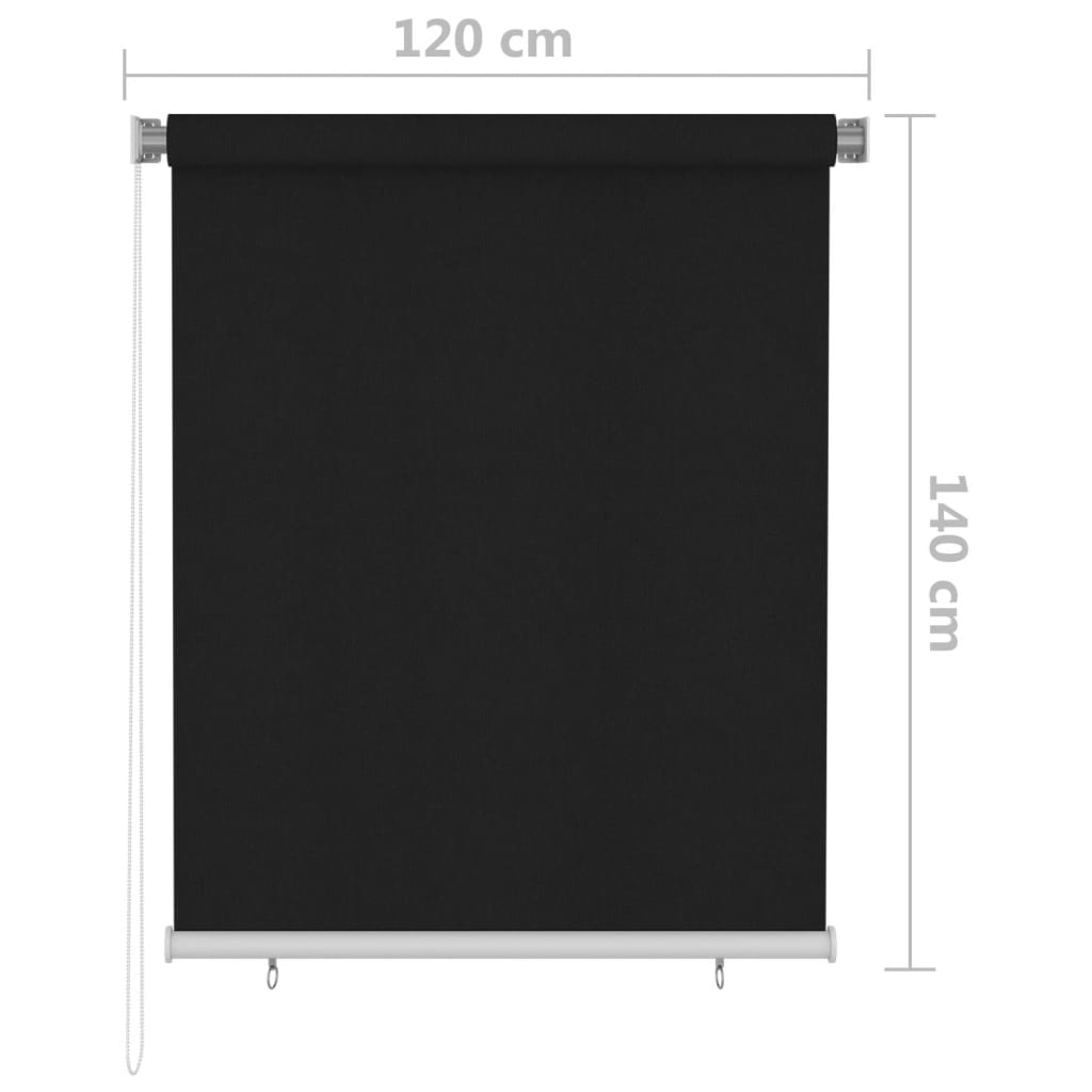 vidaXL fekete kültéri sötétítő roló 120 x 140 cm