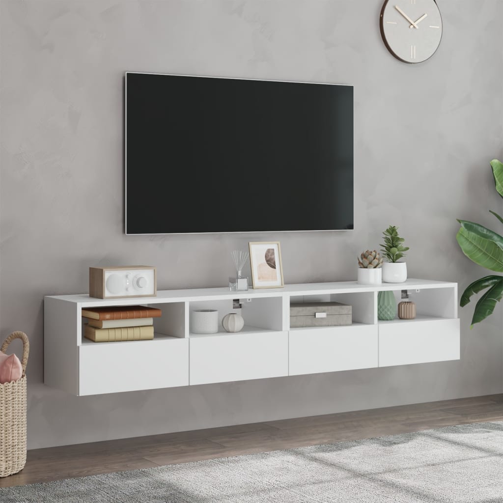 vidaXL 2 db fehér szerelt fa fali TV-szekrény 80 x 30 x 30 cm