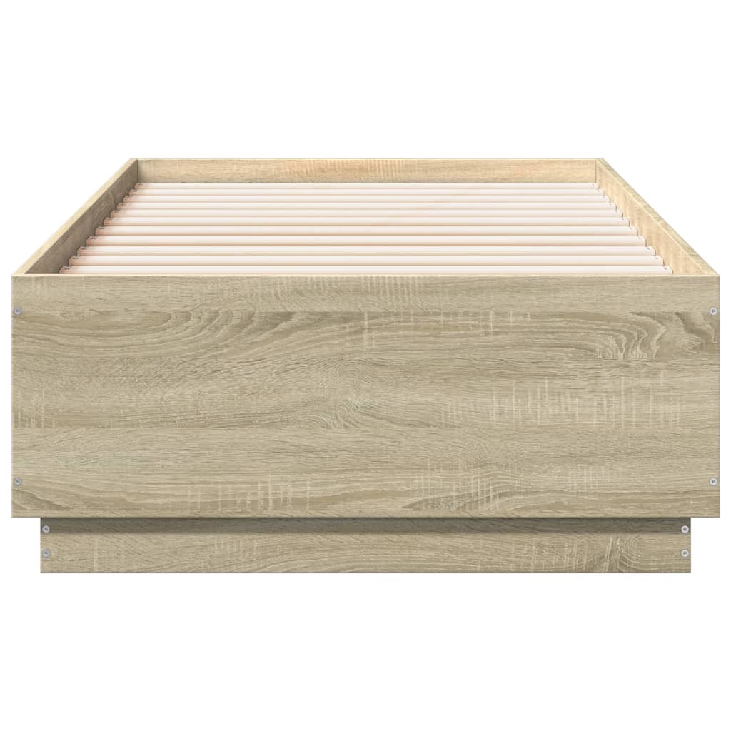 vidaXL sonoma tölgyszínű szerelt fa ágykeret 75 x 190 cm
