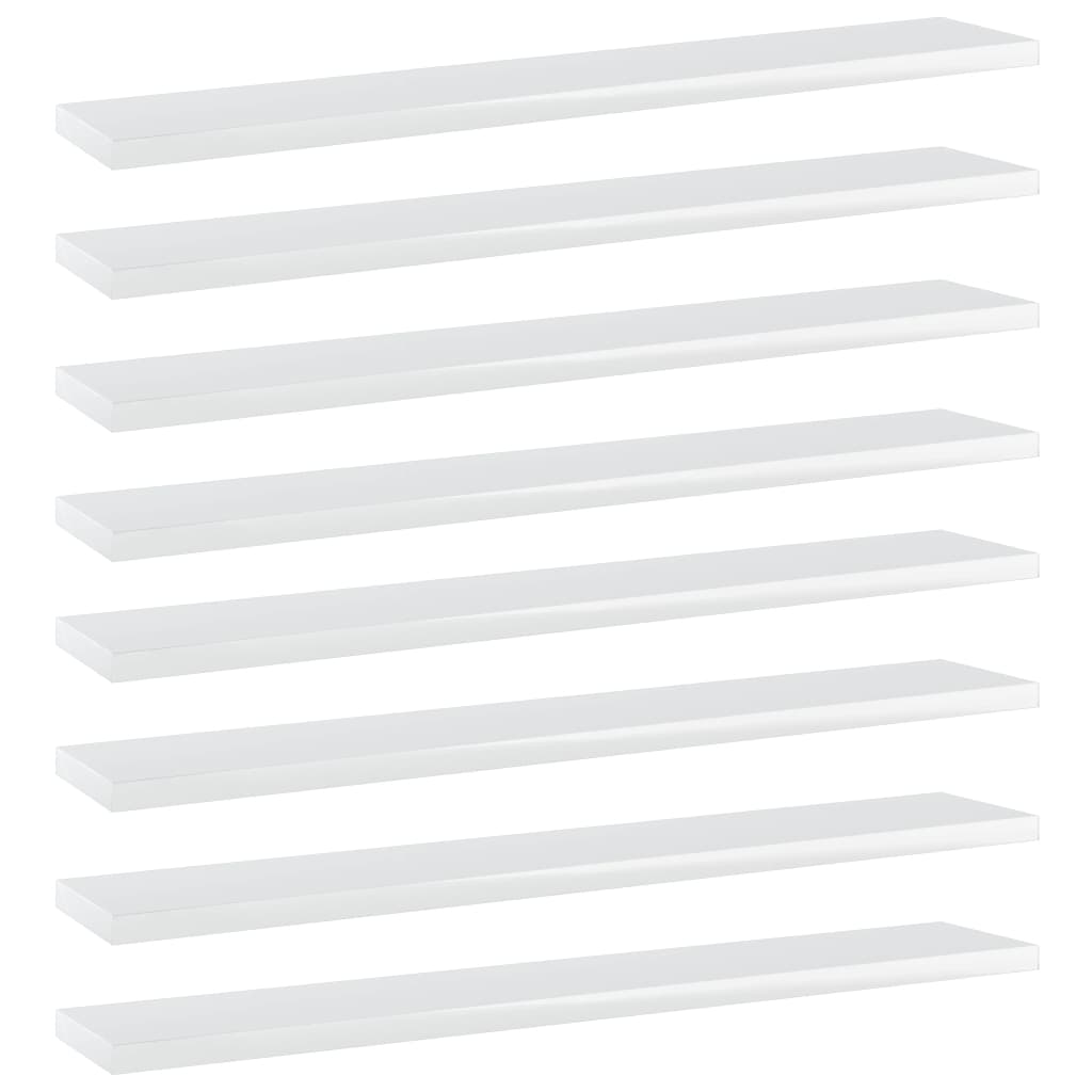 vidaXL 8 db magasfényű fehér forgácslap könyvespolc 60 x 10 x 1,5 cm