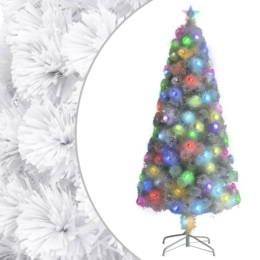vidaXL fehér száloptikás műkarácsonyfa LED fénnyel 150 cm