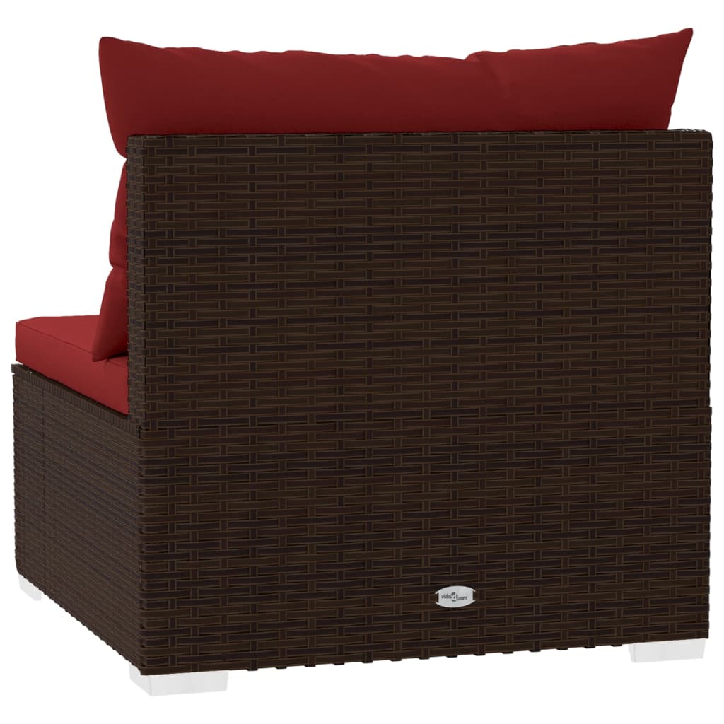 vidaXL 3 személyes barna polyrattan kanapé párnákkal
