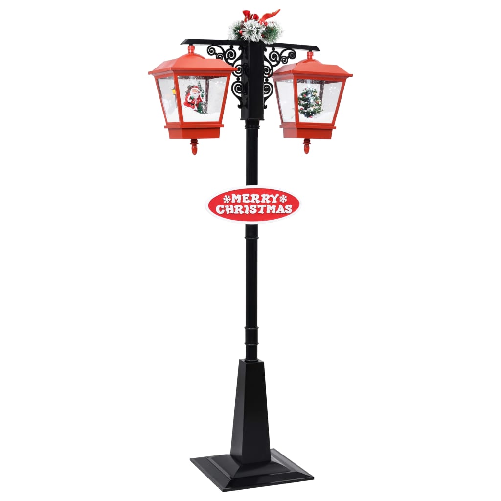 vidaXL fekete/piros PVC karácsonyi utcai lámpa Mikulással 81x40x188 cm