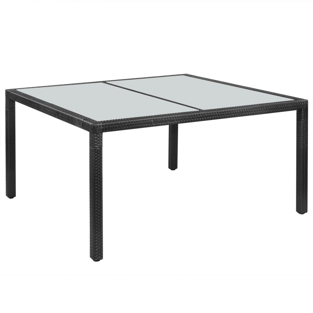 vidaXL fekete polyrattan kerti asztal 150 x 90 x 75 cm