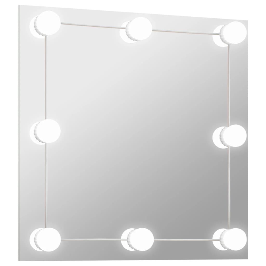 vidaXL négyzet alakú fali tükör LED-világítással
