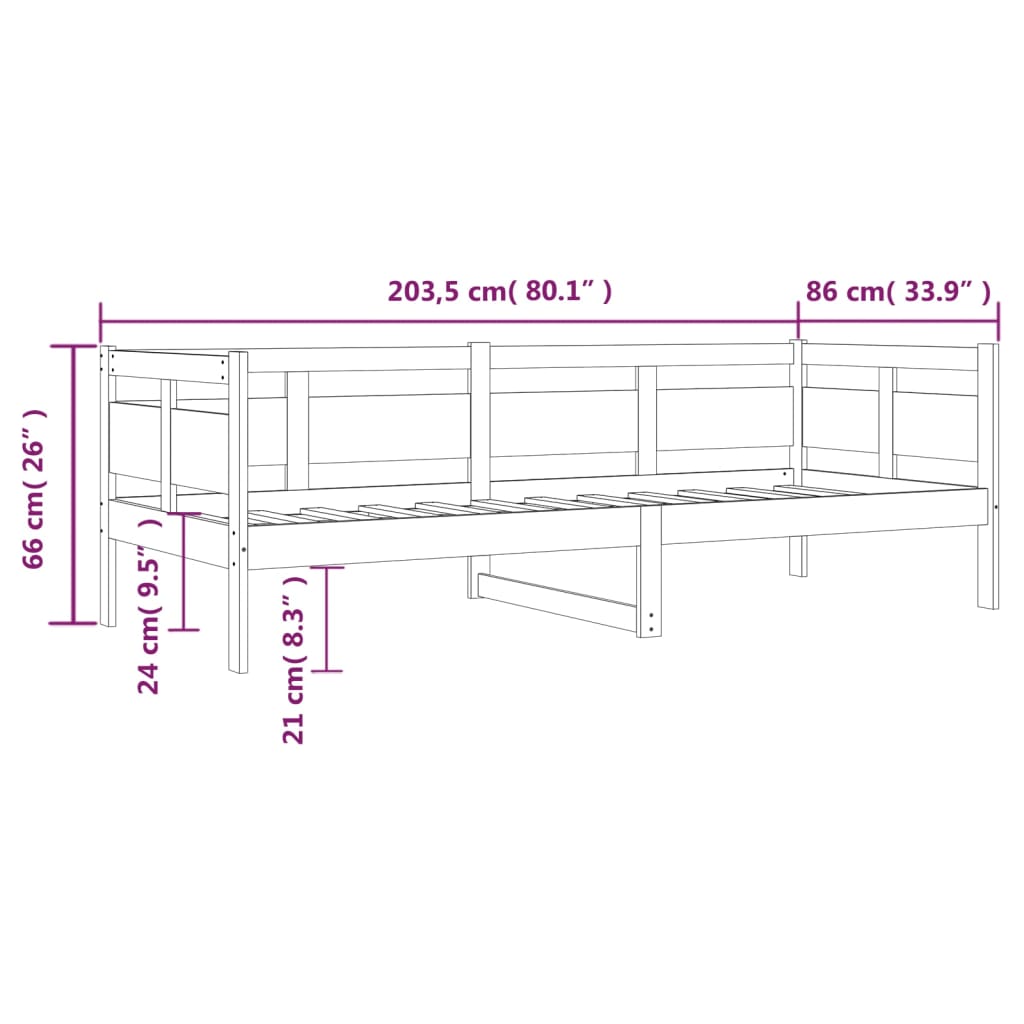 vidaXL szürke tömör fenyőfa kanapéágy 80x200 cm